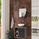 Ver imagem 1 de Conjunto para Banheiro Gabinete com Cuba Redonda R30 e Espelheira Soft 500W Marrom/Carvalho Dark c/P