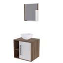 Ver imagem 2 de Conjunto para Banheiro Gabinete com Cuba Redonda R30 e Espelheira Soft 500W Marrom/Nogal c/Branco Ch