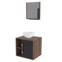 Ver imagem 2 de Conjunto para Banheiro Gabinete com Cuba Redonda R30 e Espelheira Soft 500W Marrom/Nogal c/Preto Ôni