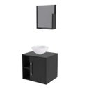 Ver imagem 2 de Conjunto para Banheiro Gabinete com Cuba Redonda R30 e Espelheira Soft 500W Preto/Ônix