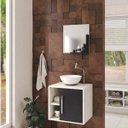 Ver imagem 1 de Conjunto para Banheiro Gabinete com Cuba Redonda R30 e Espelheira Soft 500W Branco/Snow c/Preto Ônix