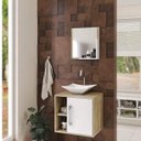 Ver imagem 1 de Conjunto para Banheiro Gabinete com Cuba Folha L34 e Espelheira Soft 500W