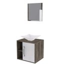 Ver imagem 2 de Conjunto para Banheiro Gabinete com Cuba Folha L34 e Espelheira Soft 500W Marrom/Carvalho Dark c/Bra