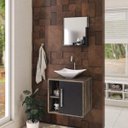 Ver imagem 1 de Conjunto para Banheiro Gabinete com Cuba Folha L34 e Espelheira Soft 500W Marrom/Carvalho Dark c/Pre