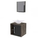 Ver imagem 2 de Conjunto para Banheiro Gabinete com Cuba Folha L34 e Espelheira Soft 500W Marrom/Carvalho Dark c/Pre