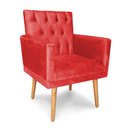 Ver imagem 1 de Poltrona Decorativa Nina Capitonê Pés Palito Suede Vermelho - Sheep Estofados