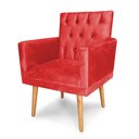 Ver imagem 3 de Poltrona Decorativa Nina Capitonê Pés Palito Suede Vermelho - Sheep Estofados