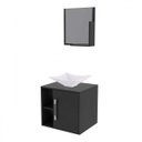 Ver imagem 2 de Conjunto para Banheiro Gabinete com Cuba Folha L34 e Espelheira Soft 500W Preto/Ônix