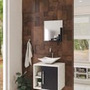 Ver imagem 1 de Conjunto para Banheiro Gabinete com Cuba Folha L34 e Espelheira Soft 500W Branco/Snow/Preto Ônix