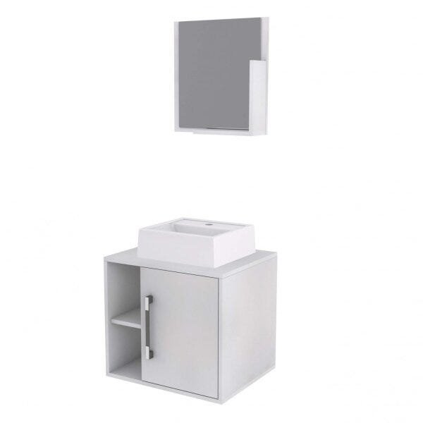 Conjunto para Banheiro Gabinete com Cuba Quadrada Q32 e Espelheira Soft 500W Compace - 2