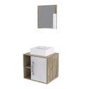 Ver imagem 2 de Conjunto para Banheiro Gabinete com Cuba Quadrada Q32 e Espelheira Soft 500W Marrom/Carvalho/Branco