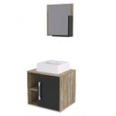 Ver imagem 2 de Conjunto para Banheiro Gabinete com Cuba Quadrada Q32 e Espelheira Soft 500W Marrom/Carvalho/Preto Ô