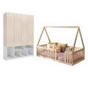 Ver imagem 2 de Quarto Montessori Cama Telhado Giulia e Guarda-Roupa Curió Casatema MadeiraOriginals Natural/Branco
