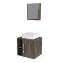 Ver imagem 2 de Conjunto para Banheiro Gabinete com Cuba Quadrada Q32 e Espelheira Soft 500W Marrom/Carvalho Dark/Br