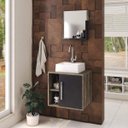 Ver imagem 1 de Conjunto para Banheiro Gabinete com Cuba Quadrada Q32 e Espelheira Soft 500W Marrom/Carvalho Dark/Pr