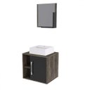 Ver imagem 2 de Conjunto para Banheiro Gabinete com Cuba Quadrada Q32 e Espelheira Soft 500W Marrom/Carvalho Dark/Pr