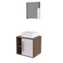 Ver imagem 2 de Conjunto para Banheiro Gabinete com Cuba Quadrada Q32 e Espelheira Soft 500W Marrom/Nogal/Branco Che