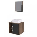 Ver imagem 2 de Conjunto para Banheiro Gabinete com Cuba Quadrada Q32 e Espelheira Soft 500W Marrom/Nogal/Preto Ônix