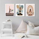 Ver imagem 1 de Kit 3 Quadros Decorativos Yoga e Plantas 33x24cm - com Vidro:madeira Preta