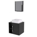 Ver imagem 2 de Conjunto para Banheiro Gabinete com Cuba Quadrada Q32 e Espelheira Soft 500W Preto/Ônix