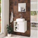 Ver imagem 1 de Conjunto para Banheiro Gabinete com Cuba Quadrada Q32 e Espelheira Soft 500W Branco/Snow