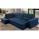 Ver imagem 1 de Sofá de Canto Retrátil e Reclinável com Molas Le 3,40x2,00m Viviane Suede Azul Azul Marinho