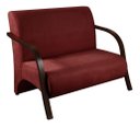 Ver imagem 2 de Conjunto Sevilha Namoradeira + 2 Poltronas Decorativa Braço De Madeira Recepção Sala - Suede Bordô