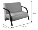 Ver imagem 4 de Conjunto Sevilha Namoradeira + 2 Poltronas Decorativa Braço De Madeira Recepção Sala - Suede Bordô