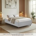 Ver imagem 4 de Cama Box Casal Estofada em Madeira Maciça Base Reforçada Santorini Espresso Móveis Cinza/Linho