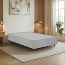 Ver imagem 1 de Cama Box Casal Estofada em Madeira Maciça Base Reforçada Santorini Espresso Móveis Cinza/Linho