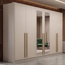 Ver imagem 1 de Guarda Roupa Casal 100% MDF 6 Portas 6 Gavetas com Espelhos Dubai Majestic Bege/Fendi