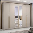 Ver imagem 1 de Guarda Roupa Casal 100% MDF 6 Portas 6 Gavetas com Espelhos Dubai Majestic Bege/Fendi