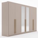Ver imagem 3 de Guarda Roupa Casal 100% MDF 6 Portas 6 Gavetas com Espelhos Dubai Majestic Bege/Fendi