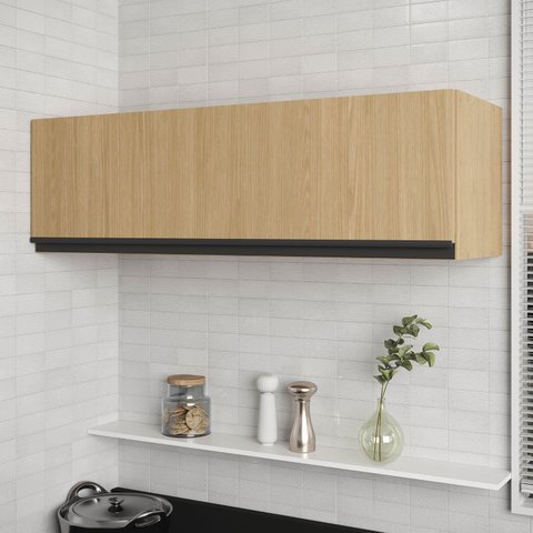 Armário Aéreo Planejado Porta Basculante 100cm Nara CabeCasa MadeiraOriginals Marrom/Avena