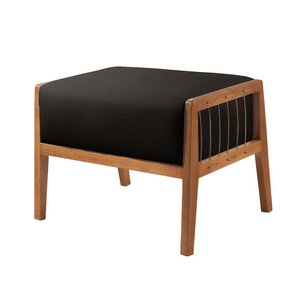 Puff Banqueta Gael Luxo Madeira Maciça Castellar Móbile Corino Preto