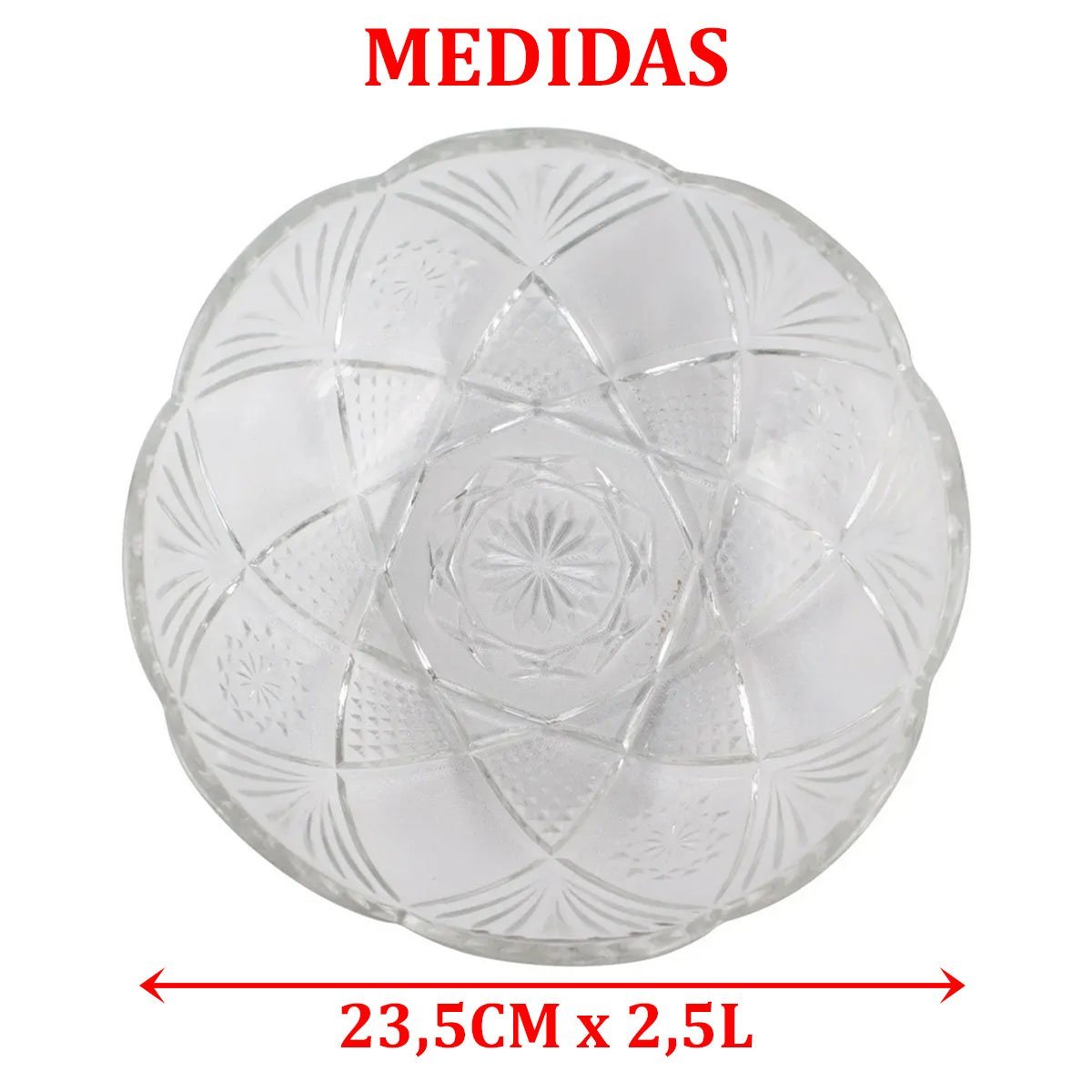 Kit 2 Saladeira Redonda Bowl Vidro Transparente 2,5l 23,5cm - 5