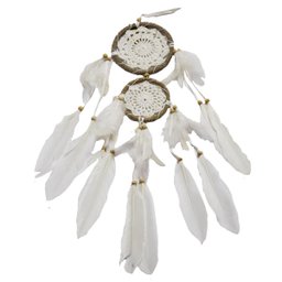 Filtro Dos Sonhos De Crochê Barbante 2 Mandalas Branco 20Cm - 1 Filtro Dos Sonhos De Crochê Barbante 2 Mandalas Branco 20Cm - 1