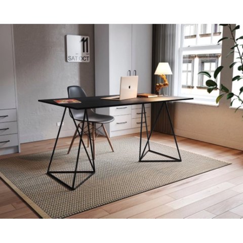 Mesa Escritório Bela Vista Escrivaninha Preto Tampo Preto2