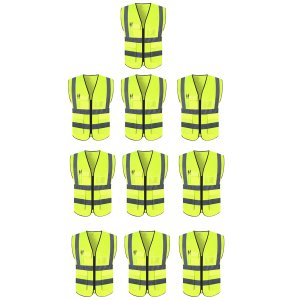 Colete Faixa Sinalizador Refletivo Kit 10 Unidades Segurança Trabalho EPI Transito Obra Fluorescente