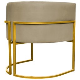 Poltrona Decorativa Para Sala Recepção Escritório Luna Suede Base de Ferro Dourada - 5