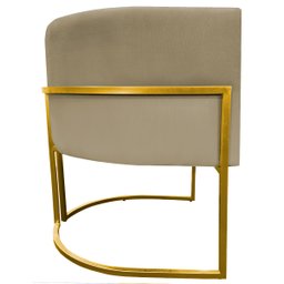 Poltrona Decorativa Para Sala Recepção Escritório Luna Suede Base de Ferro Dourada - 4