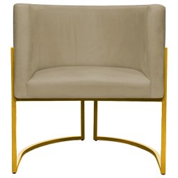 Poltrona Decorativa Para Sala Recepção Escritório Luna Suede Base de Ferro Dourada - 3