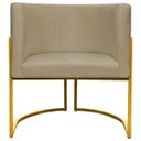 Ver imagem 3 de Poltrona Decorativa Para Sala Recepção Escritório Luna Suede Base de Ferro Dourada