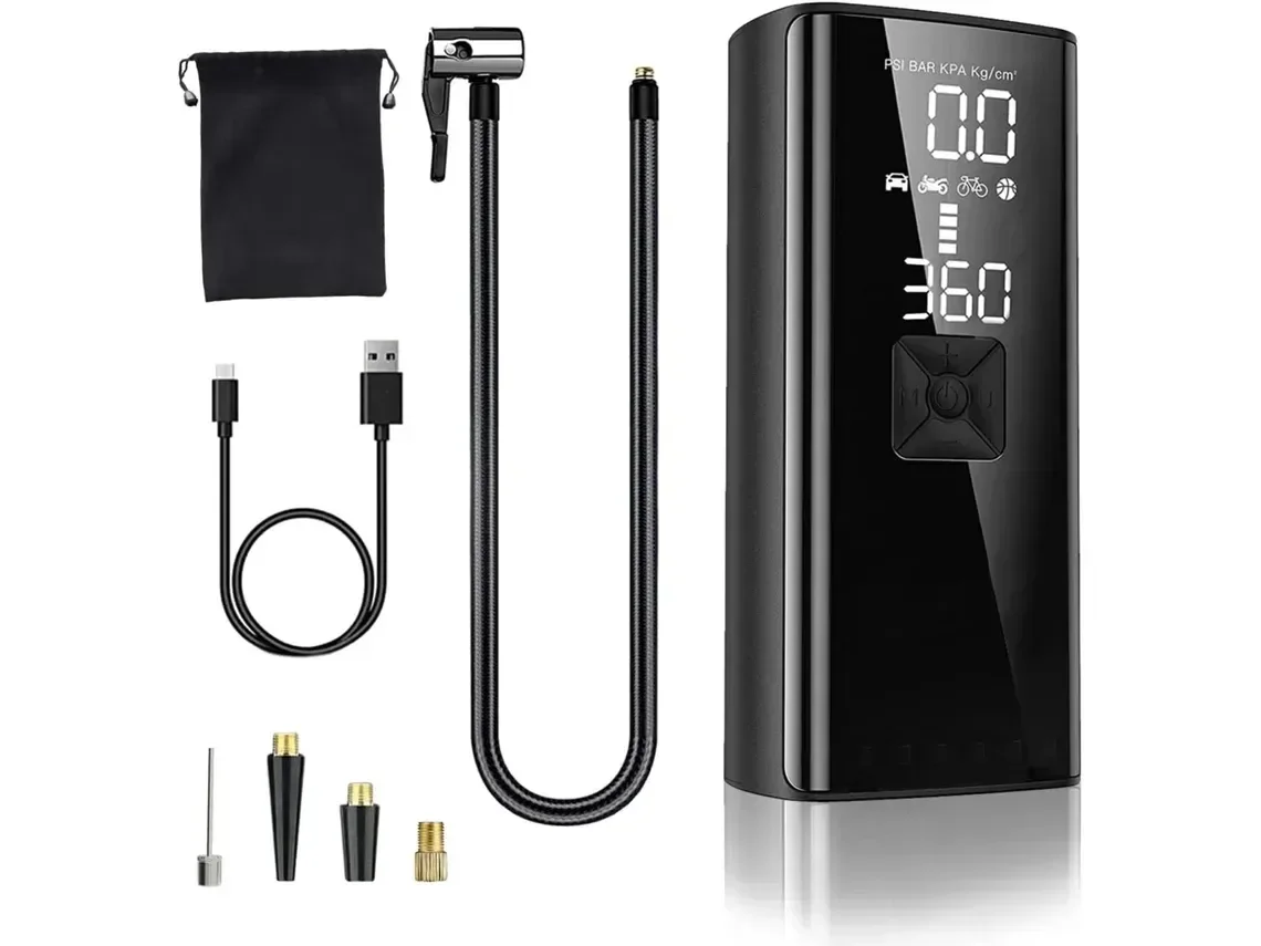 Ver imagem 3 de Super Mini Compressor Calibrador Ar Digital Portátil Recarregável Portatil Cor Preto Car Air Pump Co