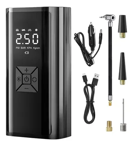 Ver imagem 1 de Super Mini Compressor Calibrador Ar Digital Portátil Recarregável Portatil Cor Preto Car Air Pump Co