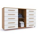Ver imagem 3 de Cômoda Organizadora Imperial 173cm 10 Gavetas 1 Porta MDP Rodízios Corrediças Telescópicas - Freijó/