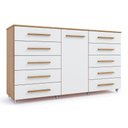 Ver imagem 2 de Cômoda Organizadora Imperial 173cm 10 Gavetas 1 Porta MDP Rodízios Corrediças Telescópicas - Freijó/
