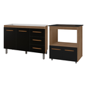 Ver imagem 2 de Kit Balcão para Pia 120cm Bianca + Balcão para Cooktop 4 Bocas Elisa - Savana/preto