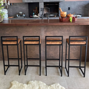 Ver imagem 4 de Kit 4 Banquetas Quadrada Bistro Industrial Alta Casa Bar Cozinha:jambo