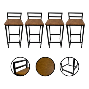 Kit 4 Banquetas Quadrada Bistro Industrial Alta Casa Bar Cozinha:jambo